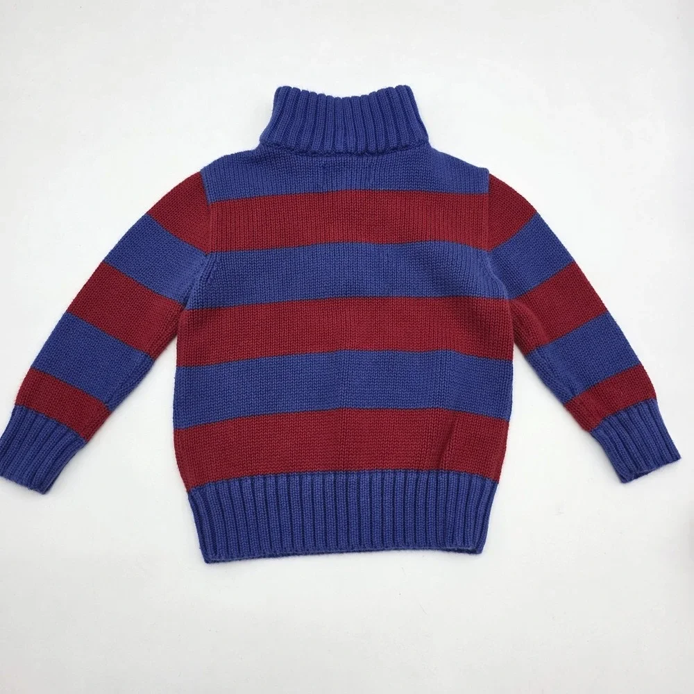 Ralph Lauren Boys‎ Size 24M Royal Blue Red Zip Mock Neck Sweater Pullover